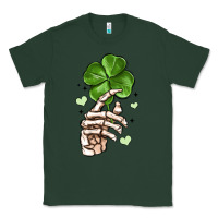 Sports Green skeleton hand with shamrock st patrick s day Classic Tee - MaliasSmallBusiness