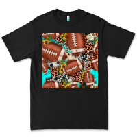 Black football leopard turquoise cowhide sunflower seamless pattern Premium Tee - JahusDesignShop