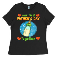 Black our first father's day together and baby bottle Ladies Tee - HRA Design Shop