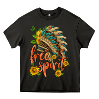 Asphalt free spirit sunflower and indian headdress Heavy Core Tee - HRA Design Shop