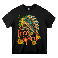 Black free spirit sunflower and indian headdress Heavy Core Tee - HRA Design Shop