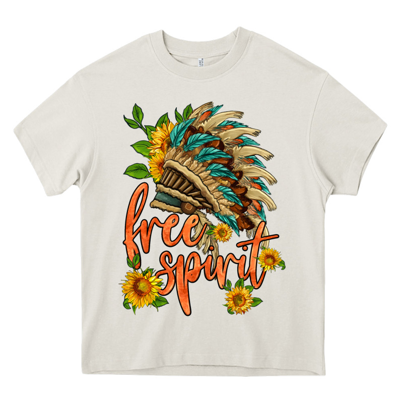 Free Spirit Sunflower And Indian Headdress Heavy Core Tee by HRA Design Shop | Teevron