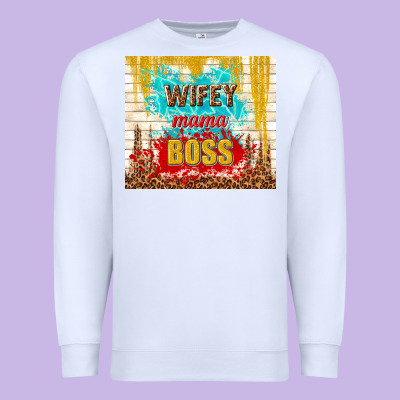 Wifey Mama Boss Premium Sweatshirt Designed By Tumblerdesignbyshophia