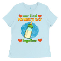 Baby Blue our first father's day together and baby bottle Ladies Tee - HRA Design Shop
