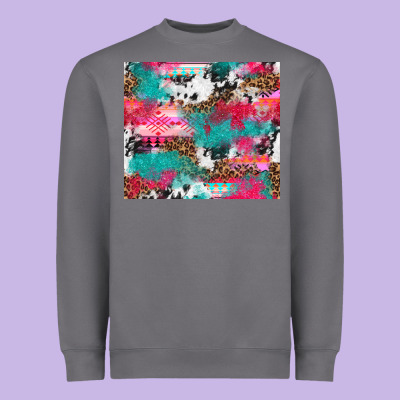 Leopard Cowhide Pink Turquoise Glitter Heavyweight Sweatshirt Designed By Nancycooperartshop