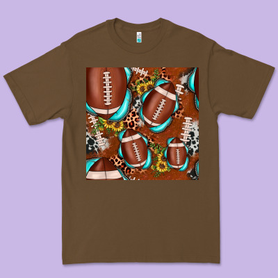 Football Leopard Gemstone Sunflower Seamless Pattern Premium Tee Designed By Jahusdesignshop