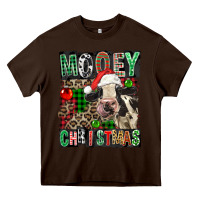 Chocolate Brown Mooey christmas Heavy Core Tee - FaDigitalArtStudio