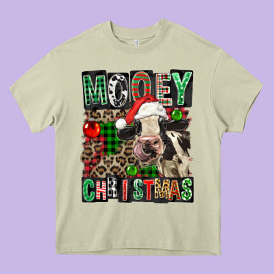 Mooey Christmas Heavy Core Tee Designed By Fadigitalartstudio