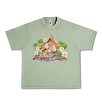 Oil Green easter bunny with carrots and daisy Urban Heavy Tee - AdoDesignShop