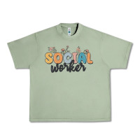 Oil Green social worker Urban Heavy Tee - MaliasSmallBusiness