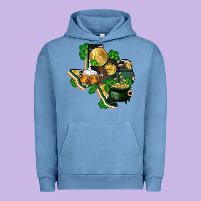 Texas Map St Patrick's Day Urban Hoodie Designed By Fadigitalartstudio