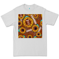 Dove Grey football leopard sunflower seamless pattern Premium Tee - JahusDesignShop