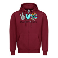 Burgundy Peace Love Sunshine Zipper Hoodie - Bettercallsaul