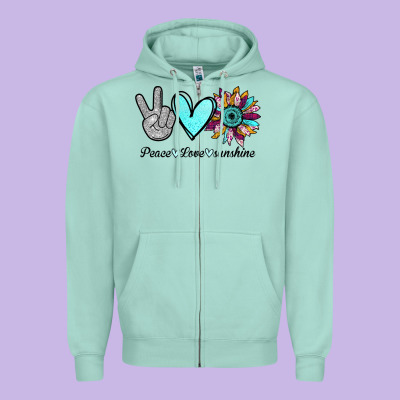 Peace Love Sunshine Zipper Hoodie Designed By Bettercallsaul