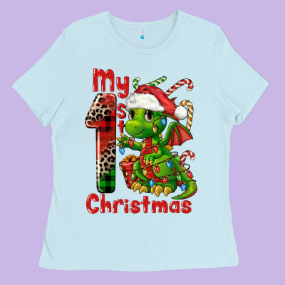 My First Christmas Dragon Ladies Tee Designed By Fadigitalartstudio