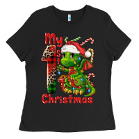 Black my first christmas dragon Ladies Tee - FaDigitalArtStudio