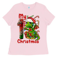 Bubblegum Pink my first christmas dragon Ladies Tee - FaDigitalArtStudio