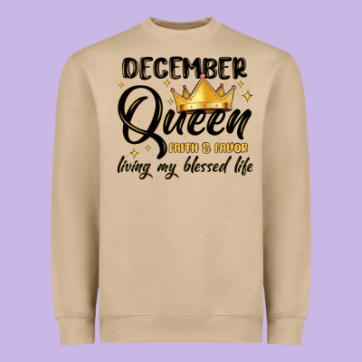 December Queen Faith And Favor Living My Blessed L Heavyweight Sweatshirt Designed By Maliassmallbusiness