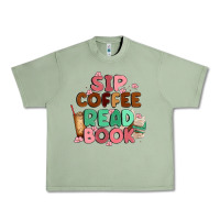 Oil Green sip coffee read book Urban Heavy Tee - MaliasSmallBusiness
