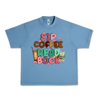Pebble Blue sip coffee read book Urban Heavy Tee - MaliasSmallBusiness