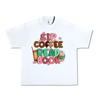 White sip coffee read book Urban Heavy Tee - MaliasSmallBusiness