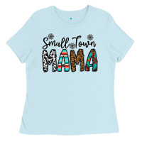 Baby Blue small town mama Ladies Tee - CowhideDigitalArt