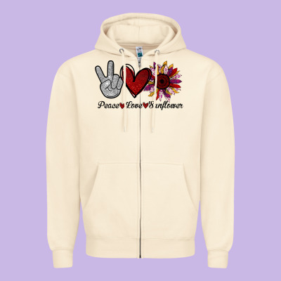 Peace Love Sunflower Zipper Hoodie Designed By Bettercallsaul