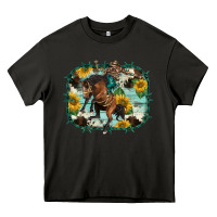 Asphalt western rodeo horse cowhide sunflowers Heavy Core Tee - BarkalooDesign