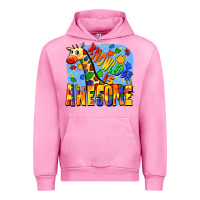 Fuchsia Pink Knowledge is awesome Autism giraffe Urban Hoodie - FaDigitalArtStudio