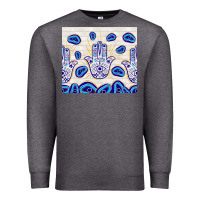 Charcoal Heather evil eyes with white wooden pattern Premium Sweatshirt - TumblerDesignByShophia