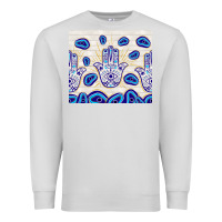 Dove Grey evil eyes with white wooden pattern Premium Sweatshirt - TumblerDesignByShophia