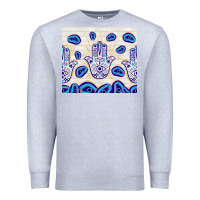 Heather Grey evil eyes with white wooden pattern Premium Sweatshirt - TumblerDesignByShophia