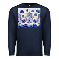 Navy evil eyes with white wooden pattern Premium Sweatshirt - TumblerDesignByShophia