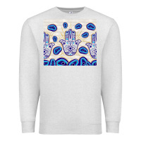 Oatmeal Heather evil eyes with white wooden pattern Premium Sweatshirt - TumblerDesignByShophia