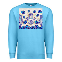 Ocean Blue evil eyes with white wooden pattern Premium Sweatshirt - TumblerDesignByShophia