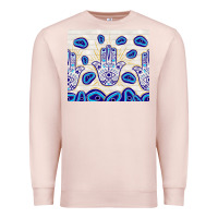 Pale Pink evil eyes with white wooden pattern Premium Sweatshirt - TumblerDesignByShophia