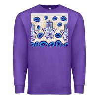 Purple evil eyes with white wooden pattern Premium Sweatshirt - TumblerDesignByShophia