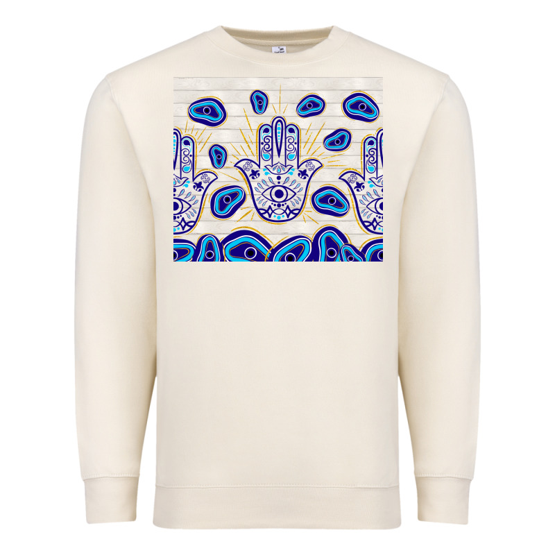 Evil Eyes With White Wooden Pattern Premium Sweatshirt by TumblerDesignByShophia | Teevron