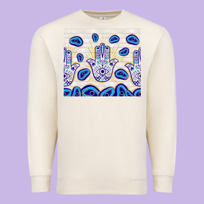 Evil Eyes With White Wooden Pattern Premium Sweatshirt Designed By Tumblerdesignbyshophia