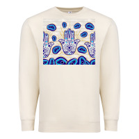 Sandshell evil eyes with white wooden pattern Premium Sweatshirt - TumblerDesignByShophia