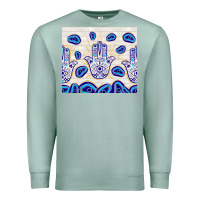 Seafoam evil eyes with white wooden pattern Premium Sweatshirt - TumblerDesignByShophia