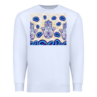 White evil eyes with white wooden pattern Premium Sweatshirt - TumblerDesignByShophia