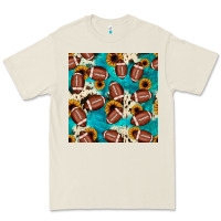 Bone football turquoise cowhide sunflower seamless pattern Premium Tee - JahusDesignShop