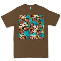 Cacao football turquoise cowhide sunflower seamless pattern Premium Tee - JahusDesignShop