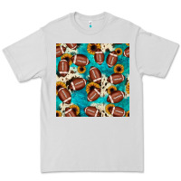 Dove Grey football turquoise cowhide sunflower seamless pattern Premium Tee - JahusDesignShop