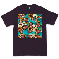 Plum football turquoise cowhide sunflower seamless pattern Premium Tee - JahusDesignShop