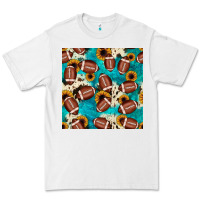 White football turquoise cowhide sunflower seamless pattern Premium Tee - JahusDesignShop
