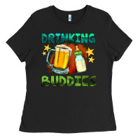 Black drinking buddies with baby bottle and beer Ladies Tee - HRA Design Shop