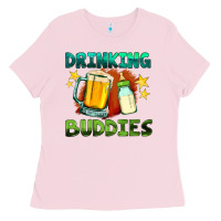 Bubblegum Pink drinking buddies with baby bottle and beer Ladies Tee - HRA Design Shop