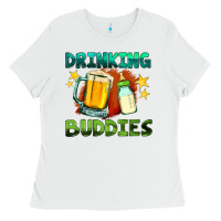 White drinking buddies with baby bottle and beer Ladies Tee - HRA Design Shop